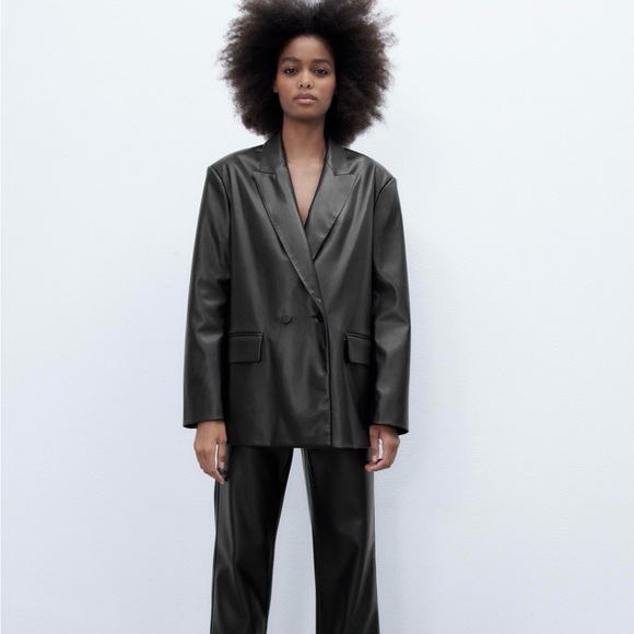 Zara Faux Leather Oversized Blazer NWT - Picture 1 of 8
